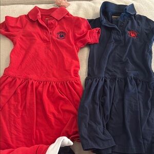 Primrose uniform red and Navy Polo Dresses